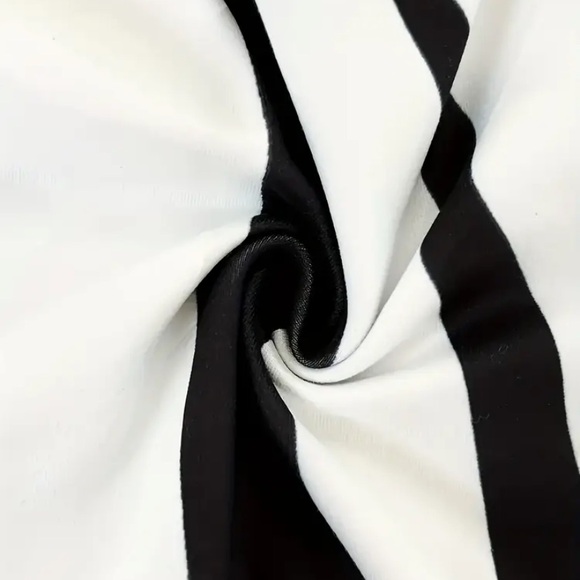 New Abstract Geo Print Maxi Dress Sleeveless Spaghetti Strap Black White Stripe - Picture 4 of 9